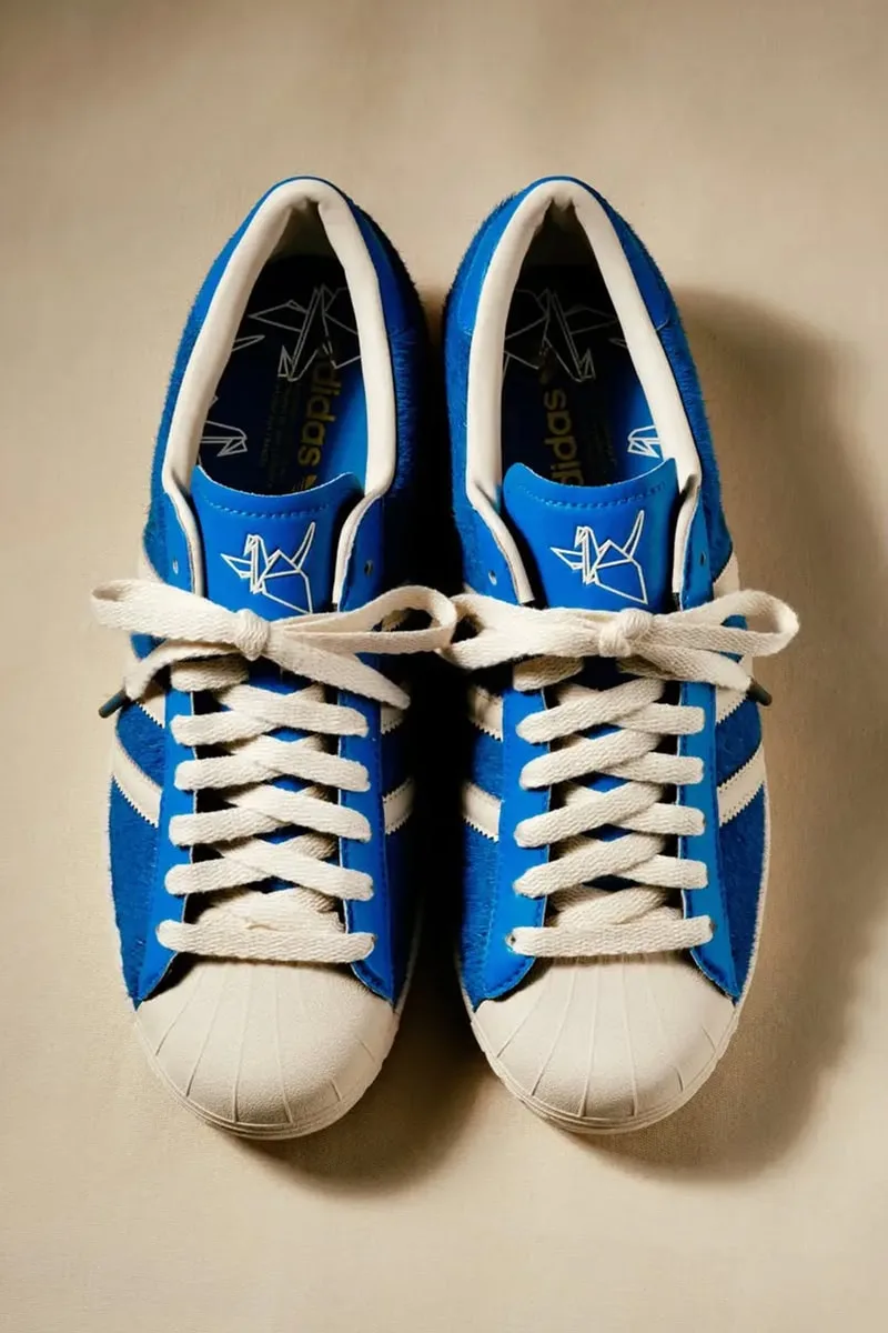 Adidas Originals Superstar bleue en poil long, collaboration Liberaiders et SOULGOODS