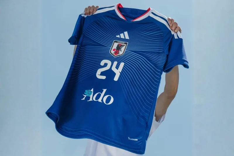 Maillot bleu de football avec le numéro 24 visible.