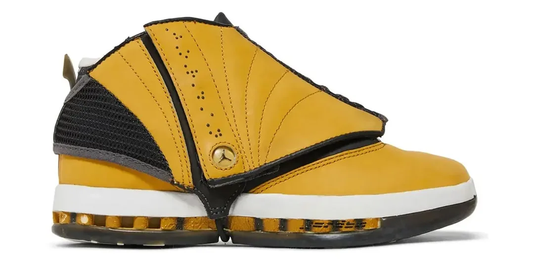 Chaussure de sport jaune avec une bande noire ouverte