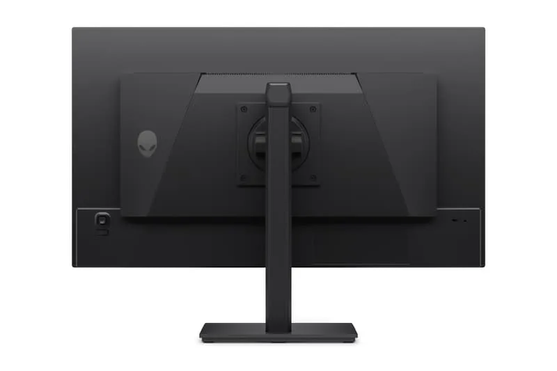 Arrière d'un moniteur avec support et logo extraterrestre.