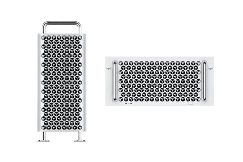 Image de l'avant et latéral d'un appareil électronique avec motifs perforés.