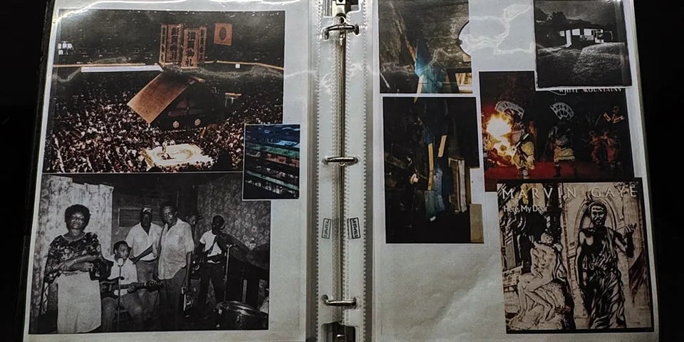 Pages d'album photo avec des images diverses.