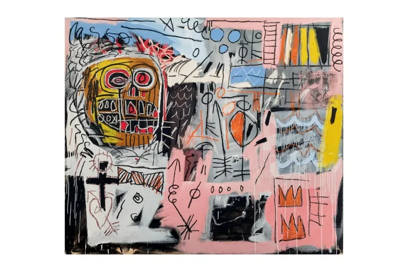 Peinture abstraite avec motifs et couleurs vives, style graffiti moderne.