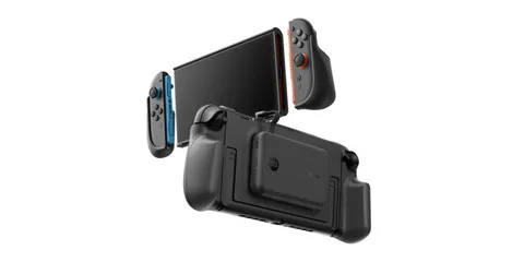 Manettes détachables et écran d'une console portable.