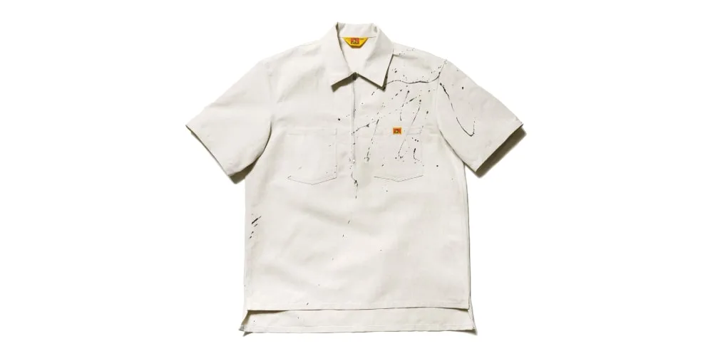 Chemise blanche à manches courtes avec motif éclaboussure