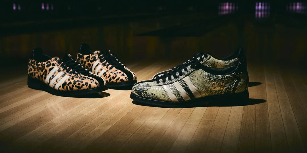 Chaussures à motifs léopard et serpent sur piste de bowling.