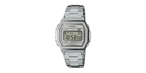 Montre digitale Casio argentée avec bracelet en acier inoxydable
