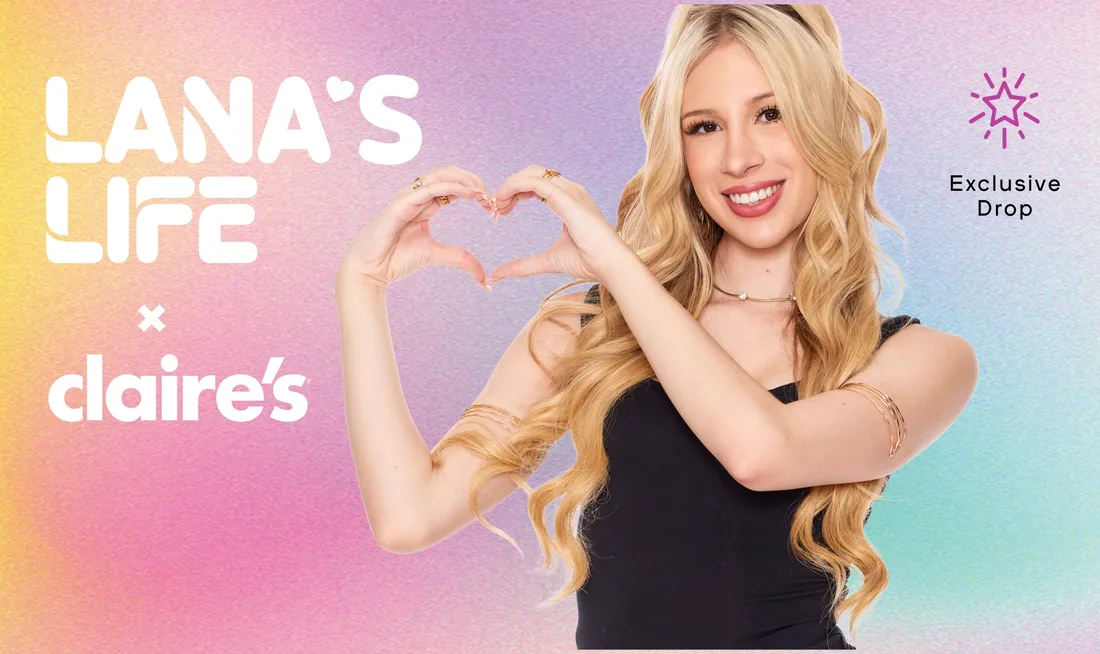 Jeune femme souriante formant un cœur avec ses mains, collaboration Claire's.