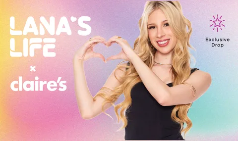 Jeune femme souriante formant un cœur avec ses mains, collaboration Claire's.