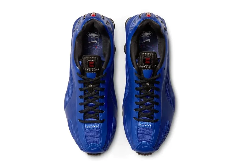 Corteiz x Nike Shox R419 « Game Royal » : coloris Game Royal, University Red et noir, réf. IQ9951-400