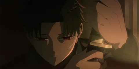 Personnage animé avec une expression intense et un éclairage dramatique.