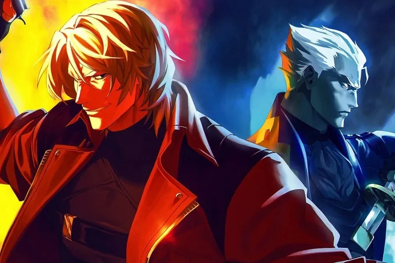 Deux personnages animés aux cheveux blonds et fond coloré.