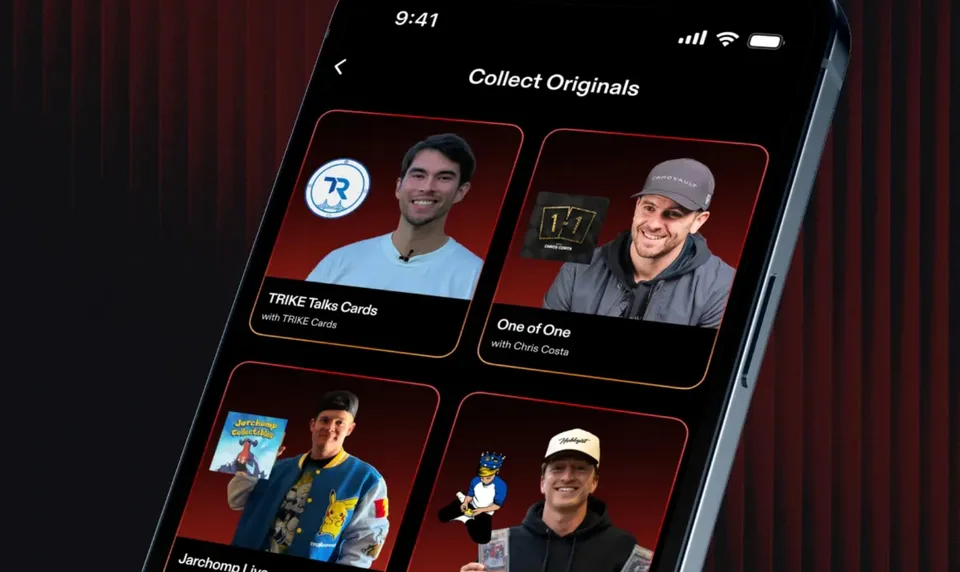 Interface d'application avec vignettes de vidéos et portraits.