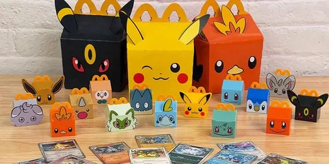 Boîtes en papier décorées en personnages Pokémon, exposées sur une table.