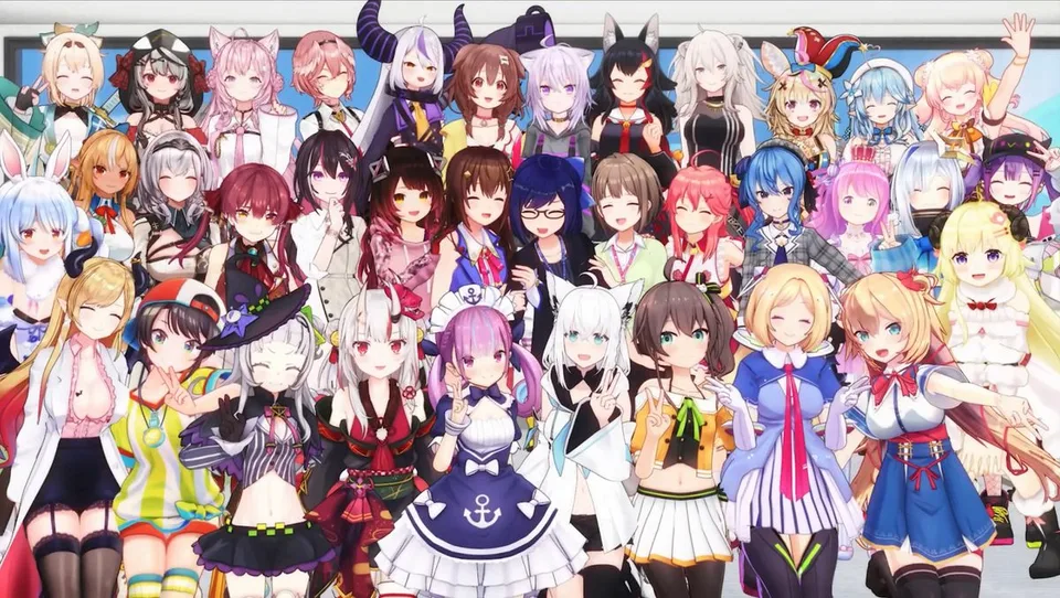Illustration de nombreux personnages animés dans une pose de groupe festive.