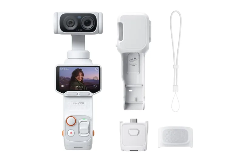 Caméra Insta360 avec écran, accessoires et support portable