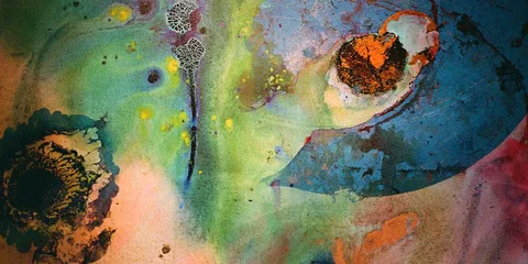 Abstrait coloré avec motifs organiques et textures variées