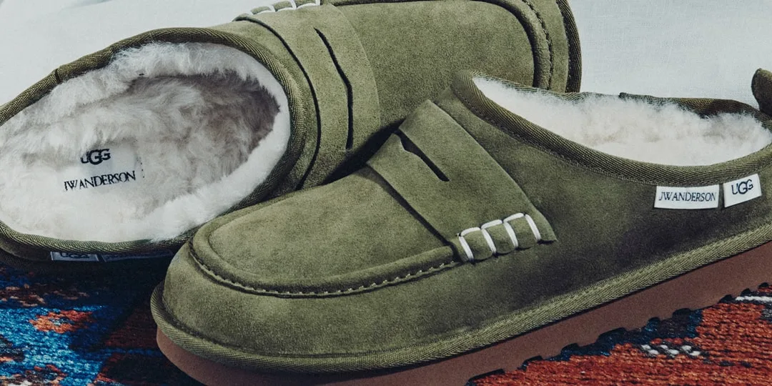 Chaussures vertes en daim et mouton avec logo UGG et JW Anderson