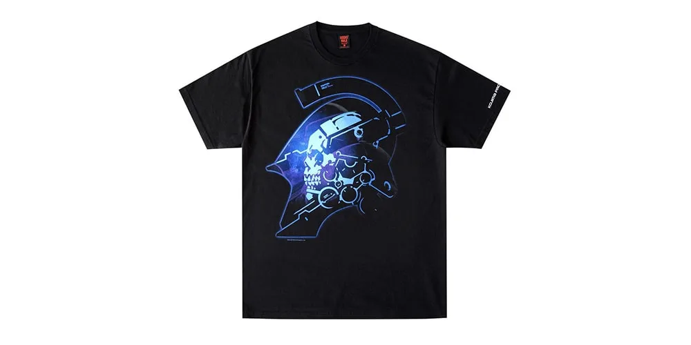 T-shirt noir avec graphisme bleu de tête robotique.