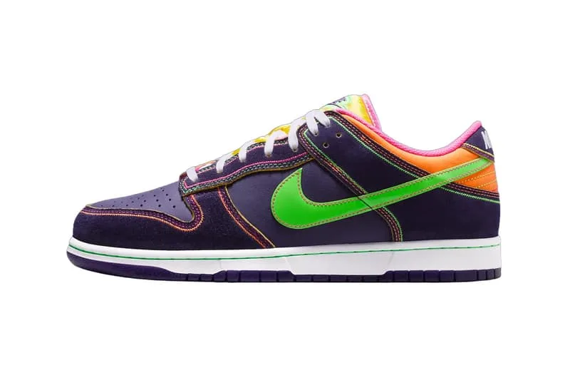 Baskets multicolores avec logo vert.