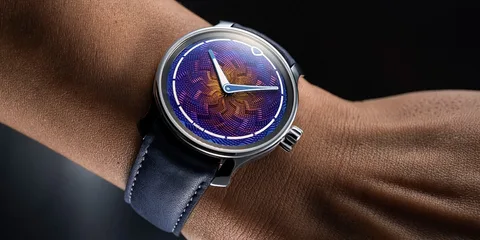 Montre-bracelet élégante avec cadran coloré, fond noir