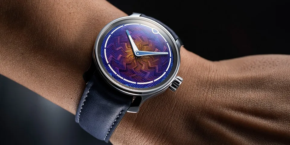 Montre-bracelet élégante avec cadran coloré, fond noir