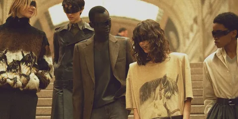 Personnes avec lunettes de soleil futuristes sur des escaliers.
