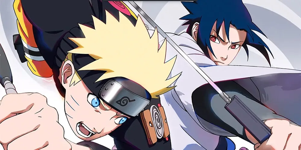 Deux personnages d'anime en action avec des expressions déterminées.