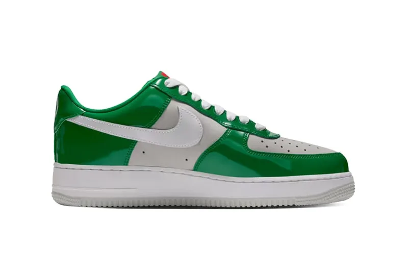 Chaussure verte et blanche style sportif, vue de côté