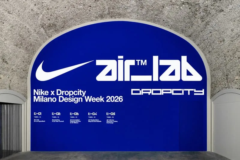 Affiche promotionnelle Nike x Dropcity Milano Design Week 2026.