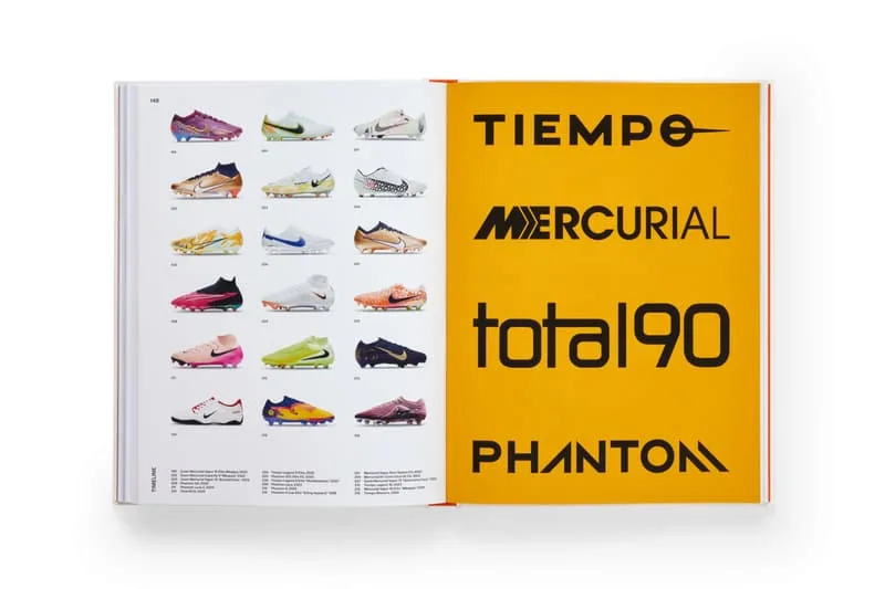 Page de magazine avec chaussures de sport et logos de marques.