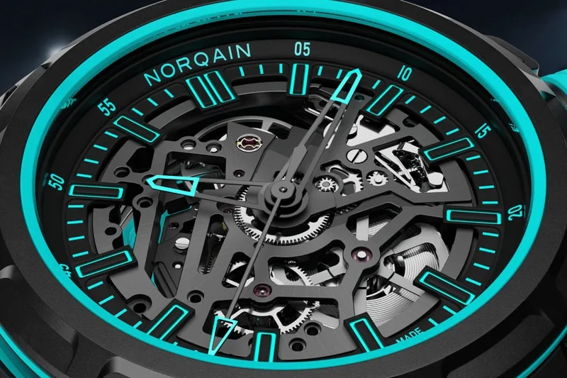 Norqain Wild ONE Skeleton X-Lite turquoise, références N3003.26X02.B07.R01 et N3003.26X02.B07.F01