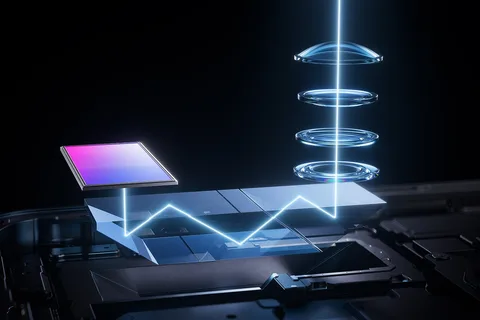 Illustration de technologie avec capteurs et lentilles optiques.