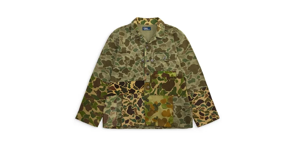 Veste à boutons en tissu camouflage multicolore