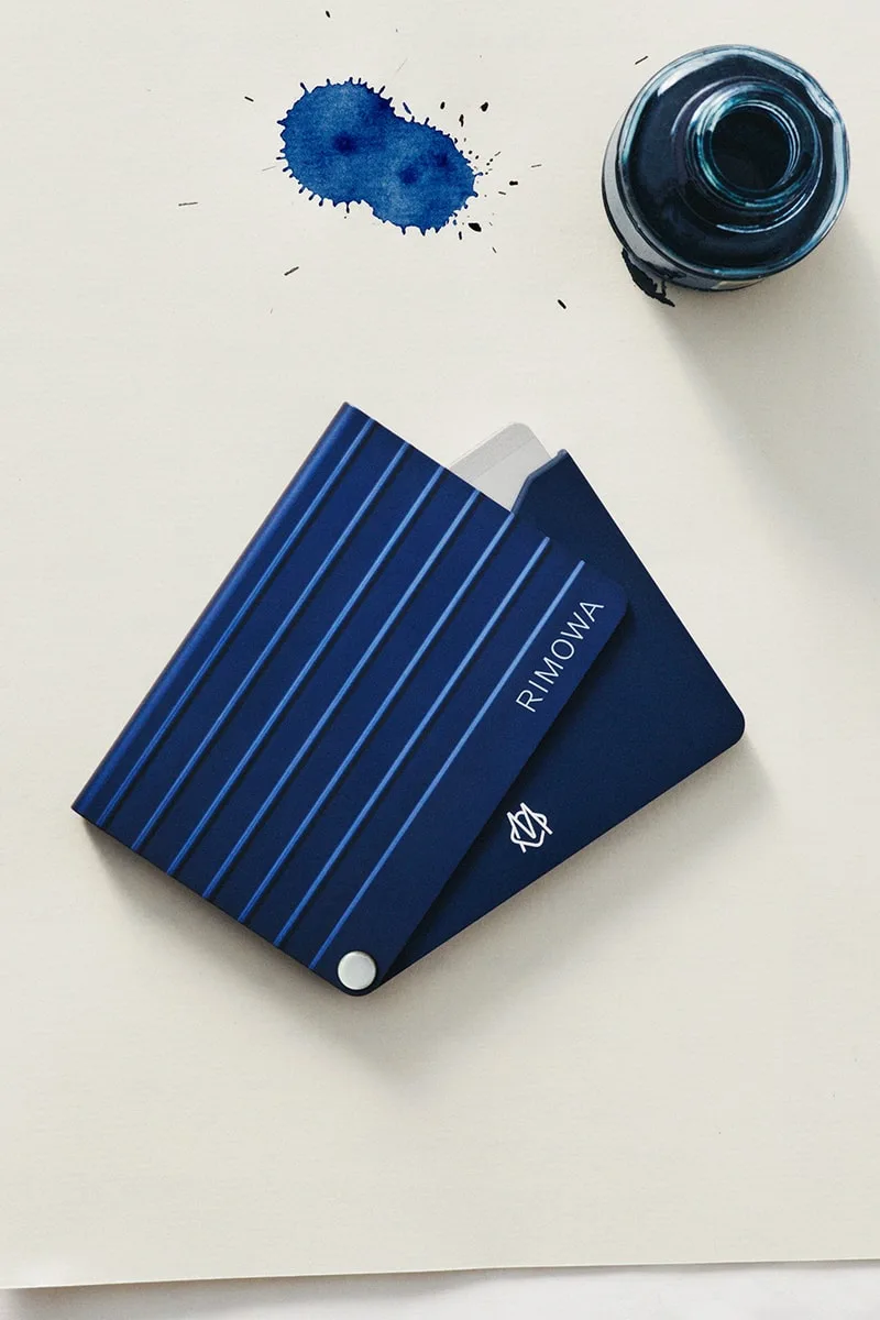 Porte-cartes bleu et encre, design élégant