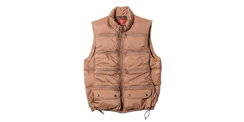 Veste sans manches matelassée marron avec poches zippées