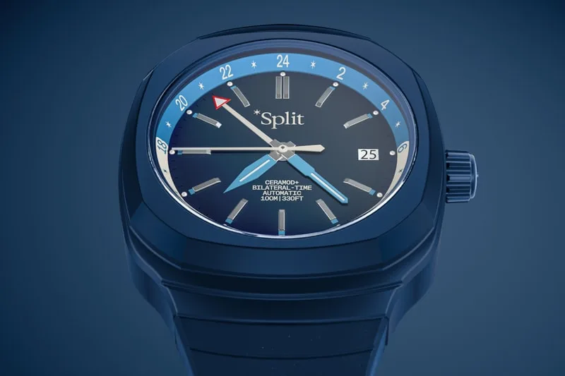 Montre bleue avec affichage 24h et date