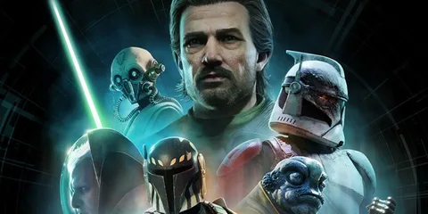 Personnages futuristes avec des tenues et équipements dans un style de science-fiction.