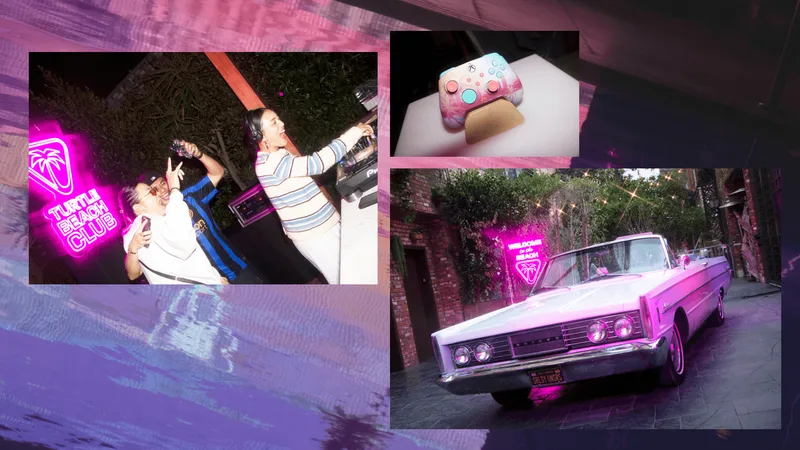 Fête avec DJ, manette personnalisée et voiture rétro.