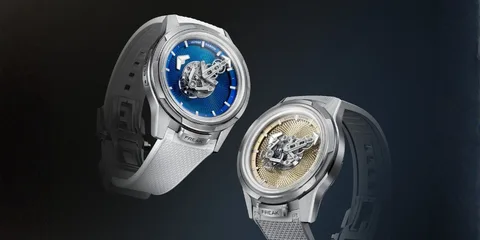 Deux montres de luxe modernes avec des cadrans complexes.