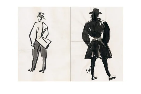 Deux silhouettes stylisées, en noir et blanc, dos à dos.